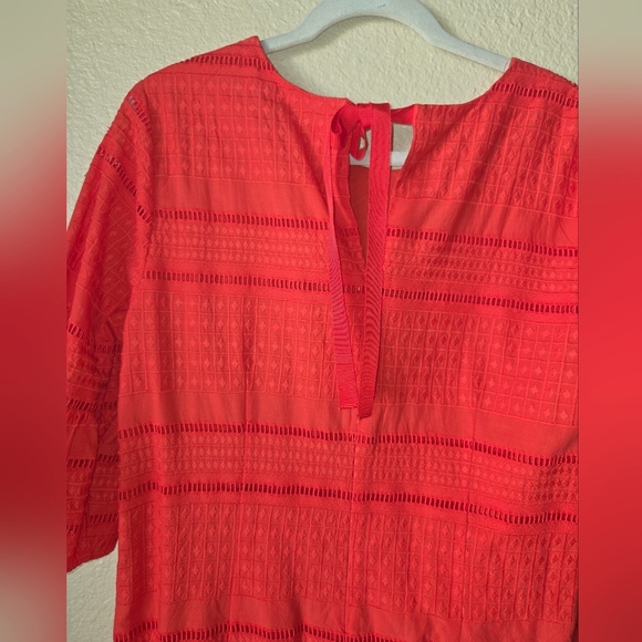 J. Crew Vibrant Red Textured Dress,100%cotton,sz 10. - Picture 4 of 5